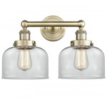 Bell Large Bathroom Vanity Light - Antique Brass / Clear