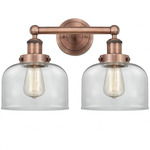 Bell Large Bathroom Vanity Light - Antique Copper / Clear