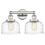 Bell Large Bathroom Vanity Light - Polished Nickel / Clear Swirl