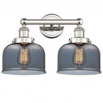 Bell Large Bathroom Vanity Light - Polished Nickel / Smoked