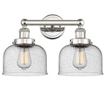 Bell Large Bathroom Vanity Light - Polished Nickel / Clear Seedy