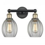 Eaton Bathroom Vanity Light - Matte Black / Antique Brass / Clear