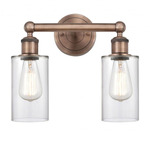 Clymer Bathroom Vanity Light - Antique Copper / Clear