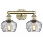 Fenton Bathroom Vanity Light - Antique Brass / Clear