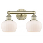 Fenton Bathroom Vanity Light - Antique Brass / Matte White