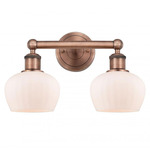 Fenton Bathroom Vanity Light - Antique Copper / Matte White