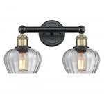 Fenton Bathroom Vanity Light - Matte Black / Antique Brass / Clear