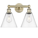 Berkshire Cone Bathroom Vanity Light - Antique Brass / Clear