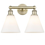 Berkshire Cone Bathroom Vanity Light - Antique Brass / Matte White