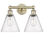 Berkshire Cone Bathroom Vanity Light - Antique Brass / Clear Seedy