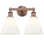 Berkshire Cone Bathroom Vanity Light - Antique Copper / Matte White