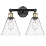 Berkshire Cone Bathroom Vanity Light - Matte Black / Antique Brass / Clear