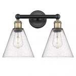 Berkshire Cone Bathroom Vanity Light - Matte Black / Antique Brass / Clear Seedy