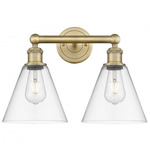 Berkshire Cone Bathroom Vanity Light - Brushed Brass / Clear