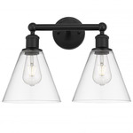 Berkshire Cone Bathroom Vanity Light - Matte Black / Clear