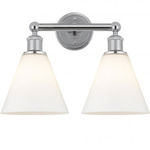Berkshire Cone Bathroom Vanity Light - Polished Chrome / Matte White