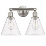 Berkshire Cone Bathroom Vanity Light - Satin Nickel / Clear