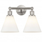 Berkshire Cone Bathroom Vanity Light - Satin Nickel / Matte White