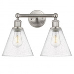 Berkshire Cone Bathroom Vanity Light - Satin Nickel / Clear Seedy