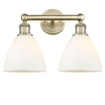 Bristol Glass Bathroom Vanity Light - Antique Brass / Matte White