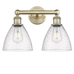 Bristol Glass Bathroom Vanity Light - Antique Brass / Clear Seedy