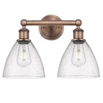 Bristol Glass Bathroom Vanity Light - Antique Copper / Clear Seedy