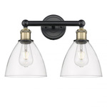 Bristol Glass Bathroom Vanity Light - Matte Black / Antique Brass / Clear