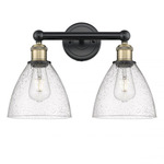 Bristol Glass Bathroom Vanity Light - Matte Black / Antique Brass / Clear Seedy