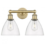 Bristol Glass Bathroom Vanity Light - Brushed Brass / Clear