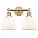 Bristol Glass Bathroom Vanity Light - Brushed Brass / Matte White