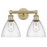 Bristol Glass Bathroom Vanity Light - Brushed Brass / Clear Seedy