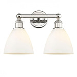 Bristol Glass Bathroom Vanity Light - Polished Nickel / Matte White