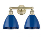 Plymouth Dome Bathroom Vanity Light - Antique Brass / Blue