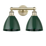 Plymouth Dome Bathroom Vanity Light - Antique Brass / Green