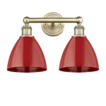Plymouth Dome Bathroom Vanity Light - Antique Brass / Red