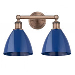 Plymouth Dome Bathroom Vanity Light - Antique Copper / Blue