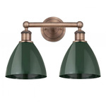 Plymouth Dome Bathroom Vanity Light - Antique Copper / Green