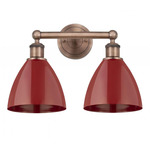 Plymouth Dome Bathroom Vanity Light - Antique Copper / Red