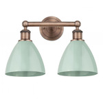 Plymouth Dome Bathroom Vanity Light - Antique Copper / Seafoam