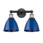Plymouth Dome Bathroom Vanity Light - Matte Black / Antique Brass / Blue
