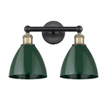 Plymouth Dome Bathroom Vanity Light - Matte Black / Antique Brass / Green