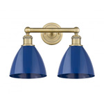 Plymouth Dome Bathroom Vanity Light - Brushed Brass / Blue
