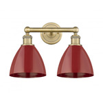 Plymouth Dome Bathroom Vanity Light - Brushed Brass / Red