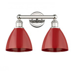 Plymouth Dome Bathroom Vanity Light - Polished Nickel / Red