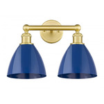 Plymouth Dome Bathroom Vanity Light - Satin Gold / Blue