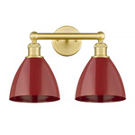 Plymouth Dome Bathroom Vanity Light - Satin Gold / Red