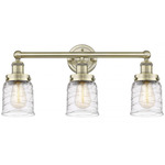 Bell Small Bathroom Vanity Light - Antique Brass / Clear Swirl