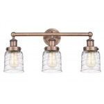 Bell Small Bathroom Vanity Light - Antique Copper / Clear Swirl