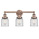 Bell Small Bathroom Vanity Light - Antique Copper / Clear