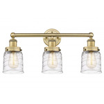 Bell Small Bathroom Vanity Light - Brushed Brass / Clear Swirl